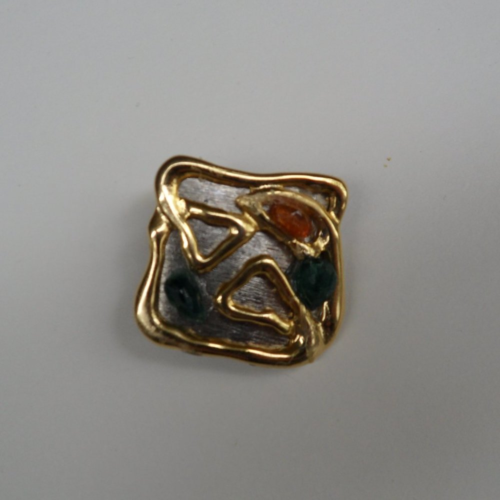 Modern Moroc Grandidierite stones brooch contemporary art jewelry